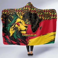 Ghana Lion Hooded Blanket - Map & Coat of Arms Grunge Style Design