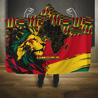 Ghana Lion Hooded Blanket - Map & Coat of Arms Grunge Style Design