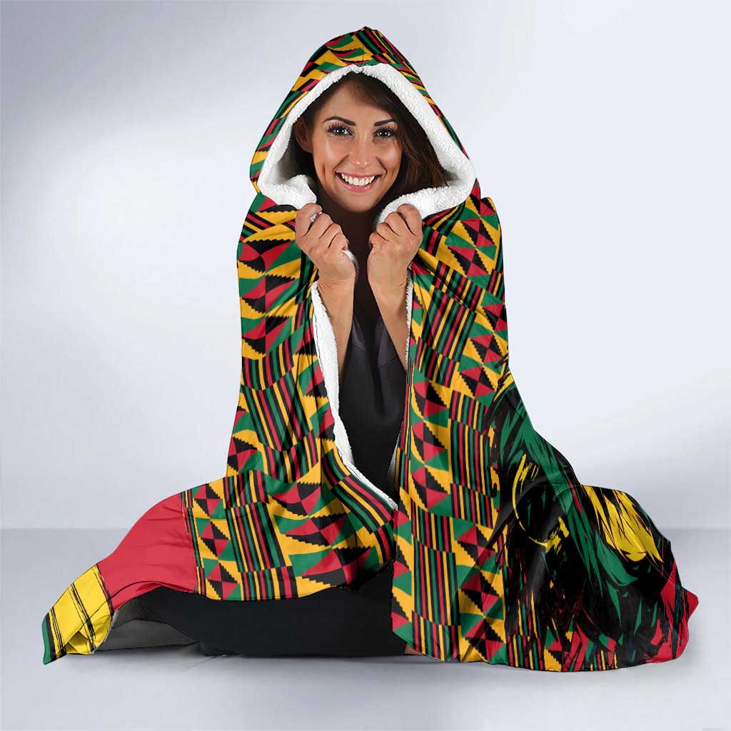 Ghana Lion Hooded Blanket - Map & Coat of Arms Grunge Style Design