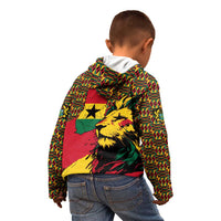Ghana Lion Kid Hoodie - Map & Coat of Arms Grunge Style Design