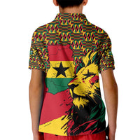 Ghana Lion Kid Polo Shirt - Map & Coat of Arms Grunge Style Design
