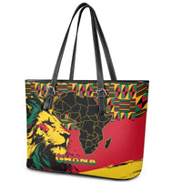 Ghana Lion Leather Tote Bag - Map & Coat of Arms Grunge Style Design