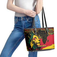 Ghana Lion Leather Tote Bag - Map & Coat of Arms Grunge Style Design
