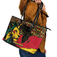 Ghana Lion Leather Tote Bag - Map & Coat of Arms Grunge Style Design