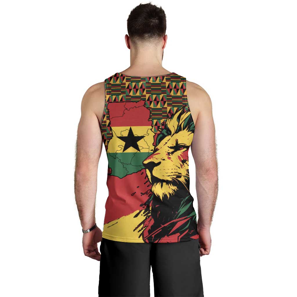 Ghana Lion Men Tank Top - Map & Coat of Arms Grunge Style Design