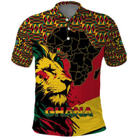 Ghana Lion Polo Shirt - Map & Coat of Arms Grunge Style Design