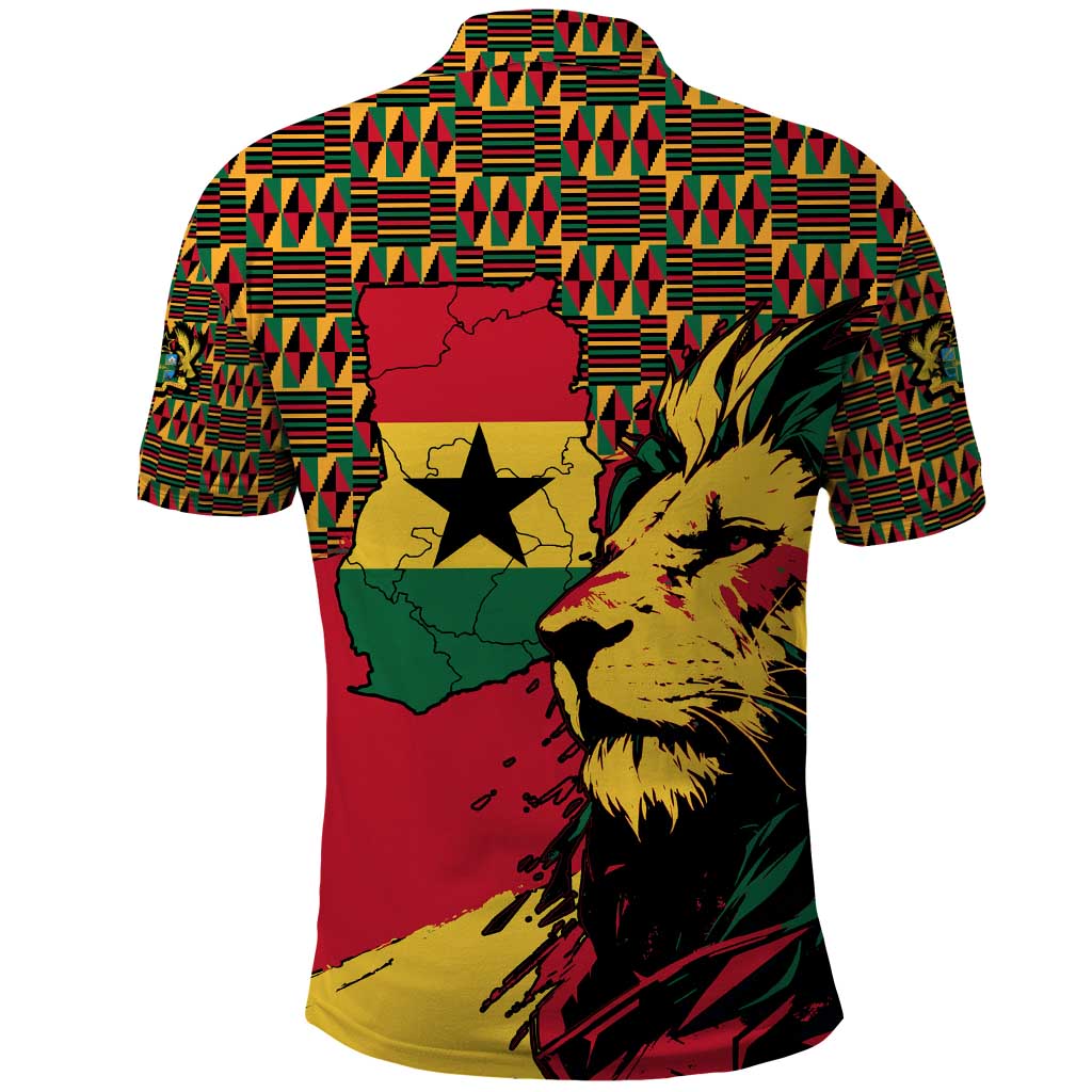 Ghana Lion Polo Shirt - Map & Coat of Arms Grunge Style Design