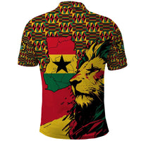 Ghana Lion Polo Shirt - Map & Coat of Arms Grunge Style Design