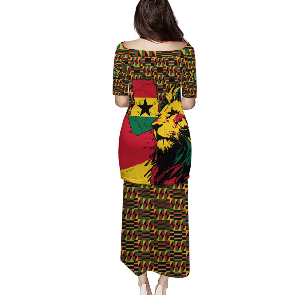 Ghana Lion Puletasi - Map & Coat of Arms Grunge Style Design