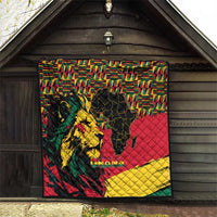Ghana Lion Quilt - Map & Coat of Arms Grunge Style Design