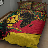 Ghana Lion Quilt Bed Set - Map & Coat of Arms Grunge Style Design