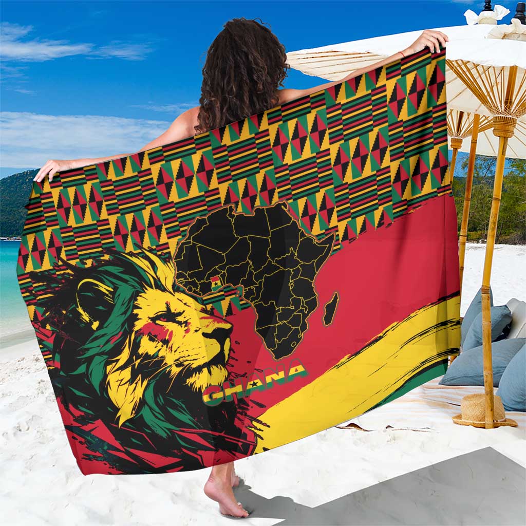 Ghana Lion Sarong - Map & Coat of Arms Grunge Style Design