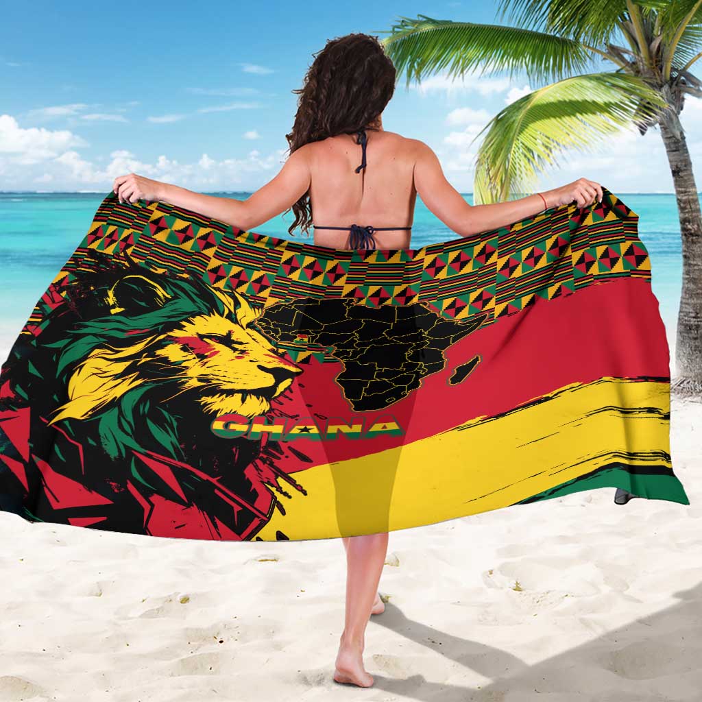 Ghana Lion Sarong - Map & Coat of Arms Grunge Style Design