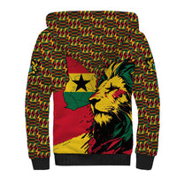 Ghana Lion Sherpa Hoodie - Map & Coat of Arms Grunge Style Design