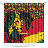 Ghana Lion Shower Curtain - Map & Coat of Arms Grunge Style Design