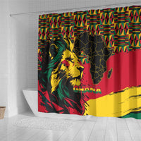 Ghana Lion Shower Curtain - Map & Coat of Arms Grunge Style Design