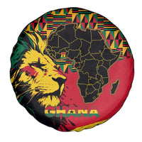 Ghana Lion Spare Tire Cover - Map & Coat of Arms Grunge Style Design