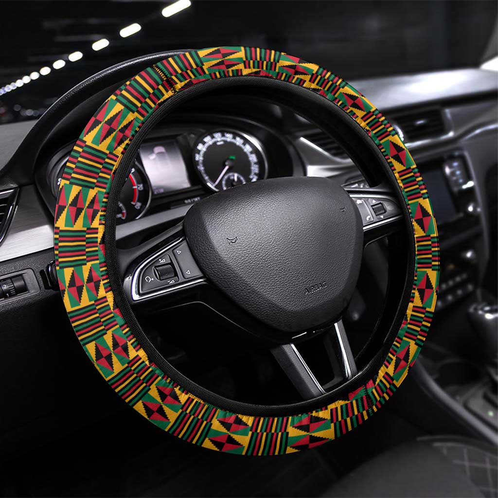 Ghana Lion Steering Wheel Cover - Map & Coat of Arms Grunge Style Design