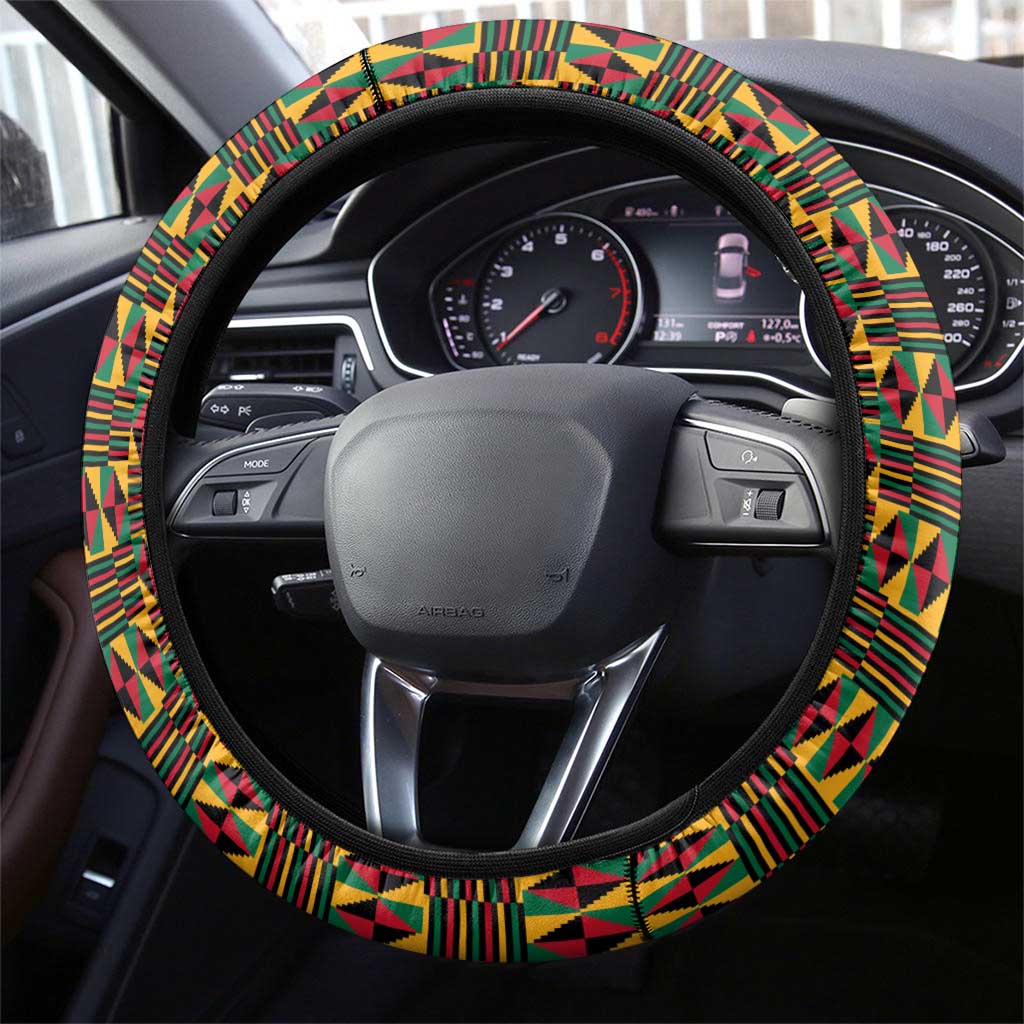 Ghana Lion Steering Wheel Cover - Map & Coat of Arms Grunge Style Design