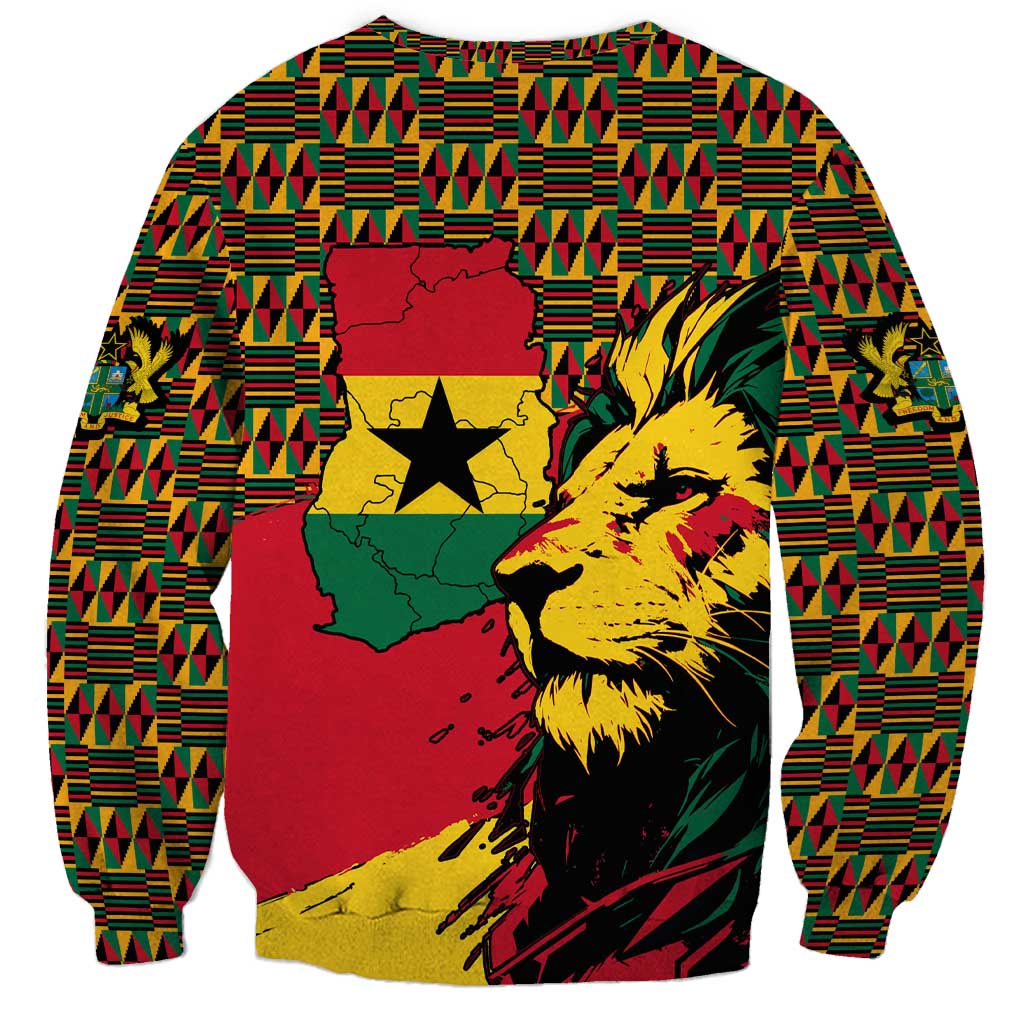 Ghana Lion Sweatshirt - Map & Coat of Arms Grunge Style Design