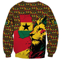 Ghana Lion Sweatshirt - Map & Coat of Arms Grunge Style Design