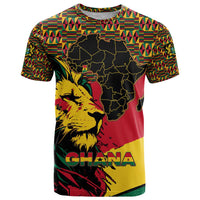 Ghana Lion T Shirt - Map & Coat of Arms Grunge Style Design