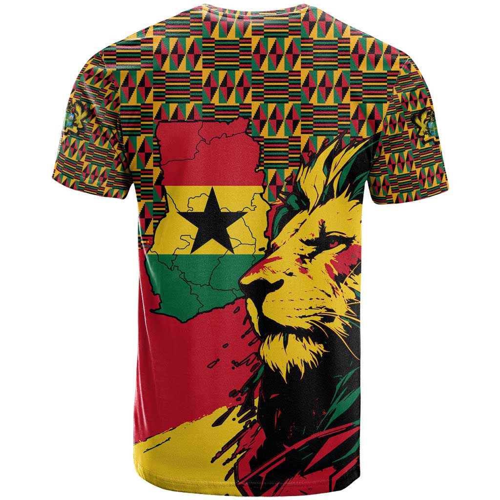 Ghana Lion T Shirt - Map & Coat of Arms Grunge Style Design