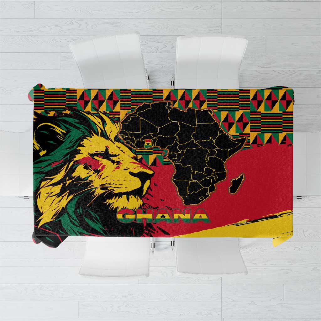Ghana Lion Tablecloth - Map & Coat of Arms Grunge Style Design