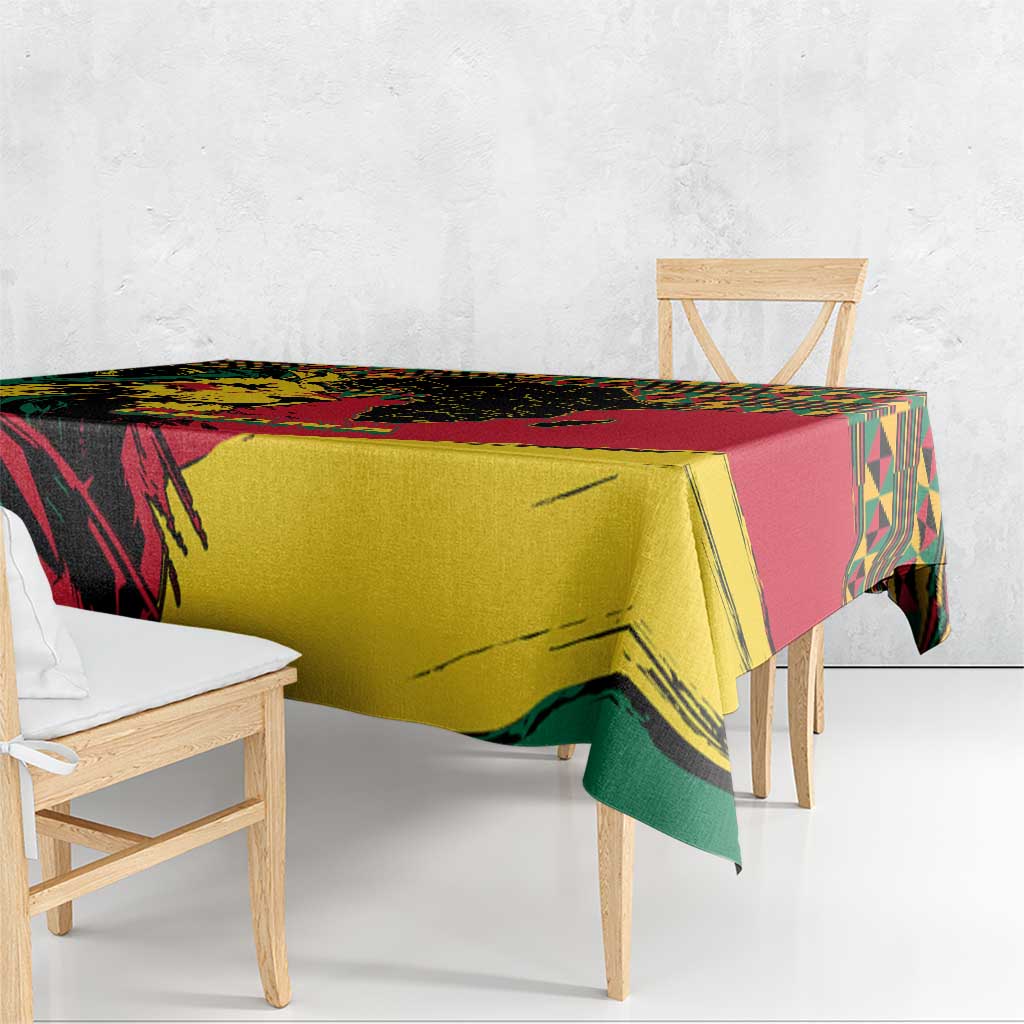 Ghana Lion Tablecloth - Map & Coat of Arms Grunge Style Design