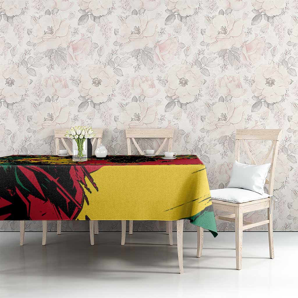 Ghana Lion Tablecloth - Map & Coat of Arms Grunge Style Design