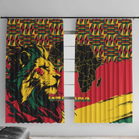 Ghana Lion Window Curtain - Map & Coat of Arms Grunge Style Design