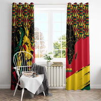 Ghana Lion Window Curtain - Map & Coat of Arms Grunge Style Design