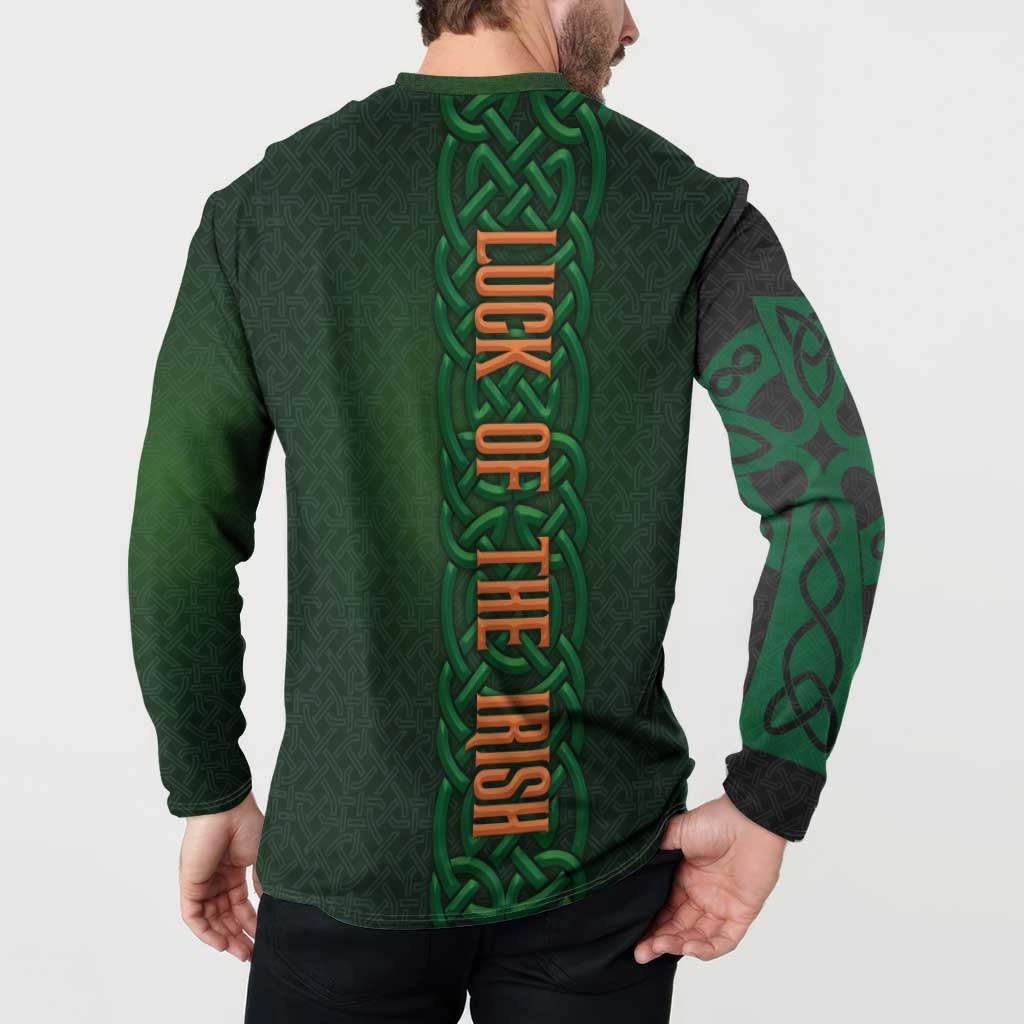 Ireland Celtic Knot and Clover Design Button Sweatshirt