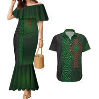 Ireland Celtic Knot and Clover Design Couples Matching Mermaid Dress and Hawaiian Shirt