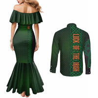 Ireland Celtic Knot and Clover Design Couples Matching Mermaid Dress and Long Sleeve Button Shirt