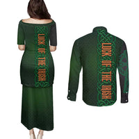 Ireland Celtic Knot and Clover Design Couples Matching Puletasi and Long Sleeve Button Shirt