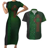 Ireland Celtic Knot and Clover Design Couples Matching Short Sleeve Bodycon Dress and Hawaiian Shirt