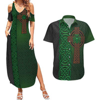 Ireland Celtic Knot and Clover Design Couples Matching Summer Maxi Dress and Hawaiian Shirt