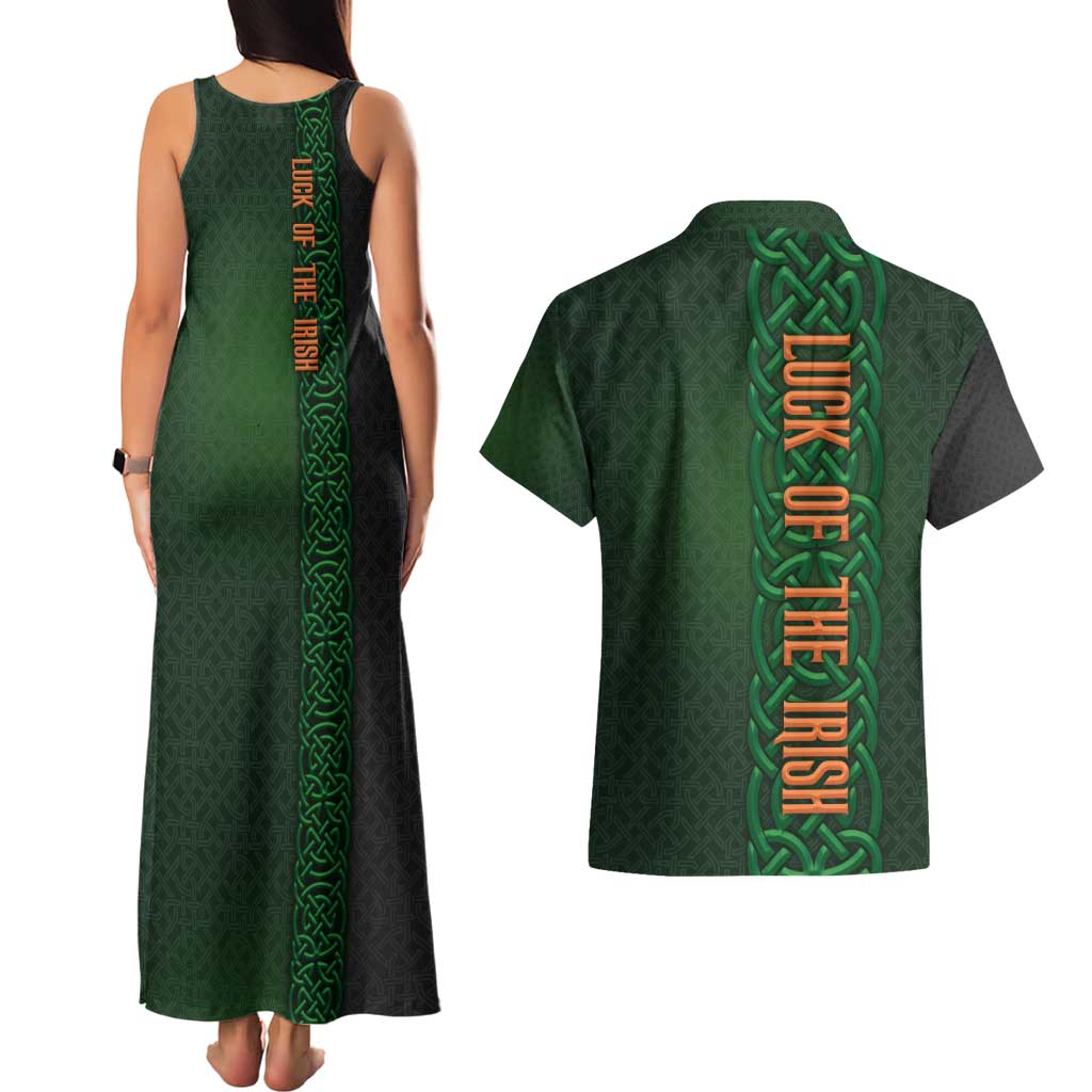 Ireland Celtic Knot and Clover Design Couples Matching Tank Maxi Dress and Hawaiian Shirt