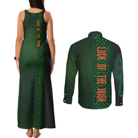 Ireland Celtic Knot and Clover Design Couples Matching Tank Maxi Dress and Long Sleeve Button Shirt