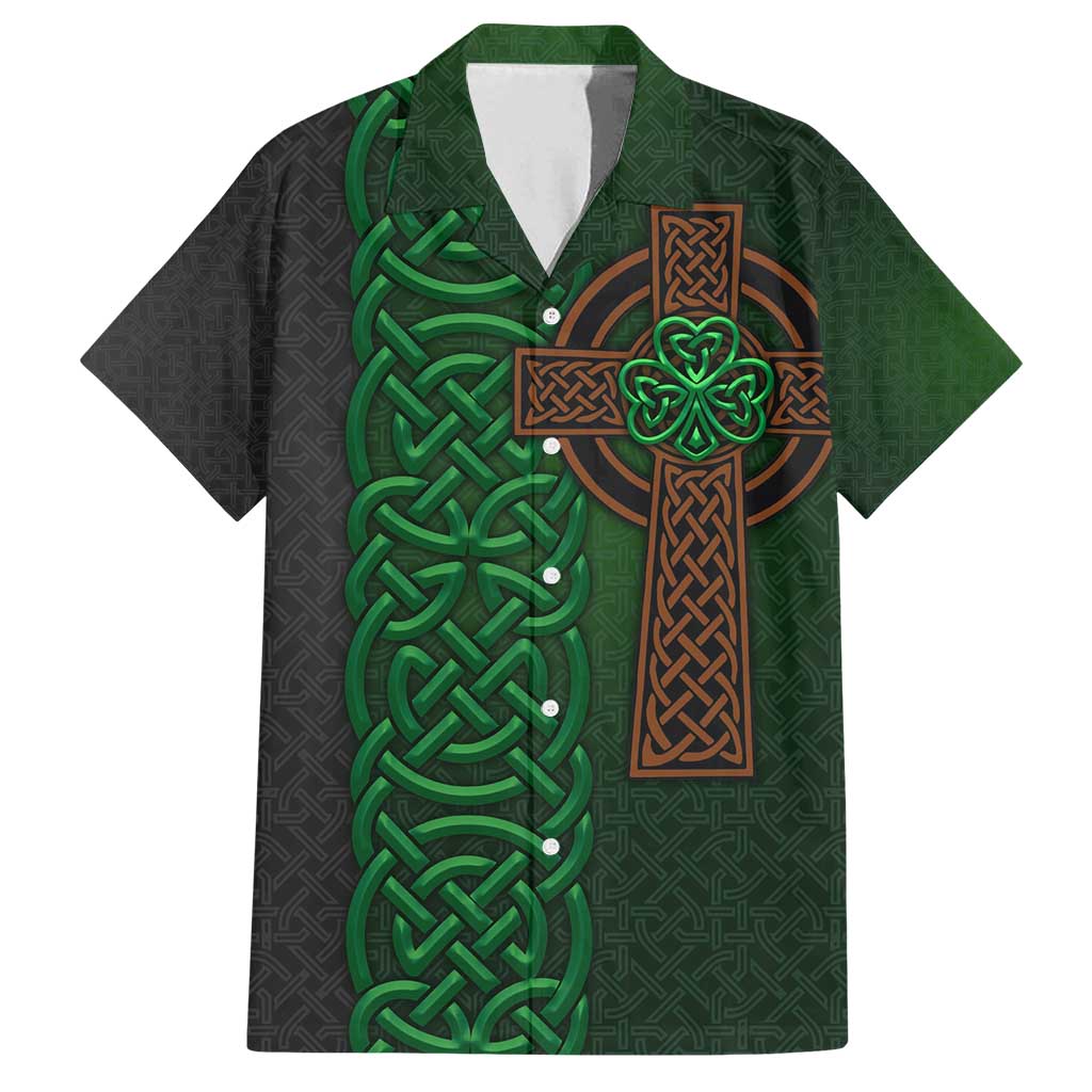 Ireland Celtic Knot and Clover Design Family Matching Long Sleeve Bodycon Dress and Hawaiian Shirt