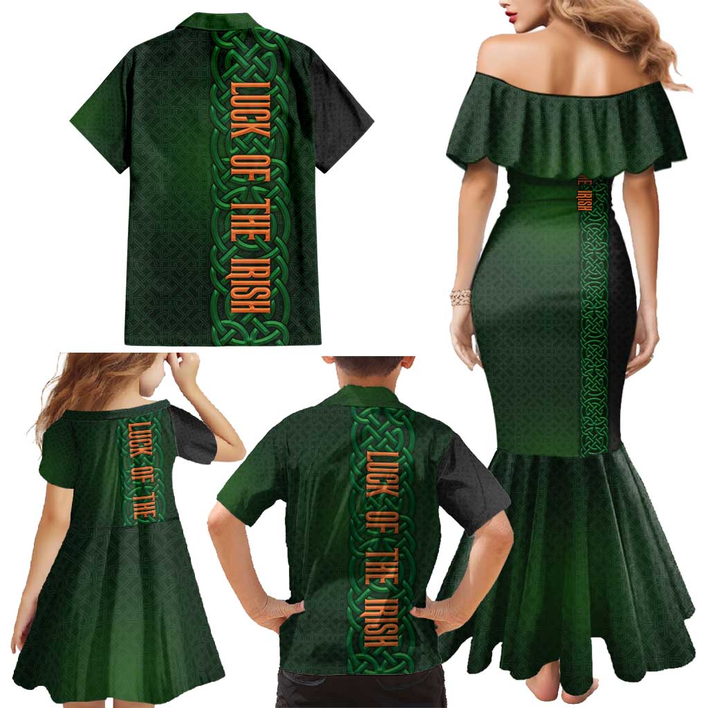 Ireland Celtic Knot and Clover Design Family Matching Mermaid Dress and Hawaiian Shirt