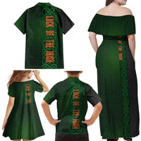 Ireland Celtic Knot and Clover Design Family Matching Off Shoulder Maxi Dress and Hawaiian Shirt