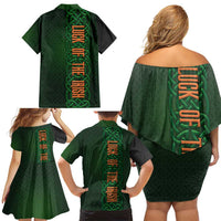 Ireland Celtic Knot and Clover Design Family Matching Off Shoulder Short Dress and Hawaiian Shirt