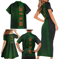 Ireland Celtic Knot and Clover Design Family Matching Short Sleeve Bodycon Dress and Hawaiian Shirt