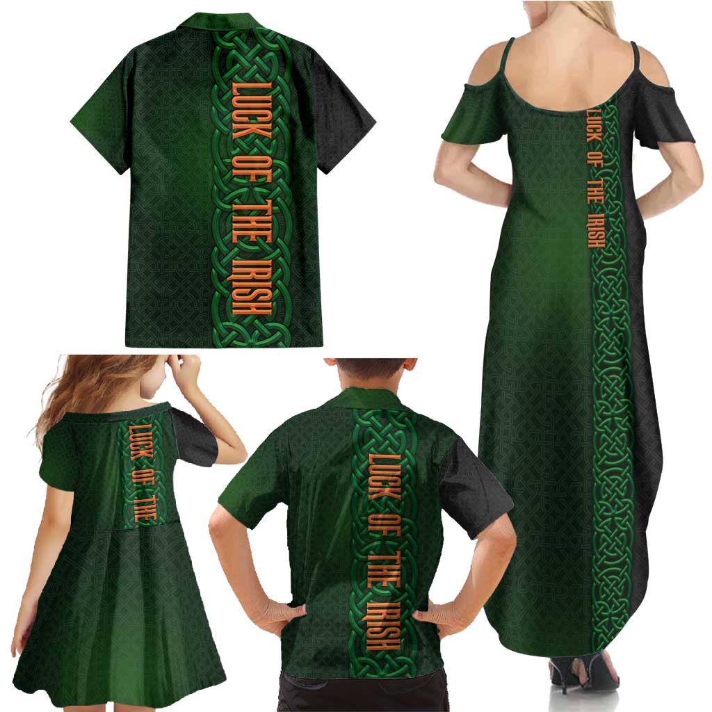 Ireland Celtic Knot and Clover Design Family Matching Summer Maxi Dress and Hawaiian Shirt