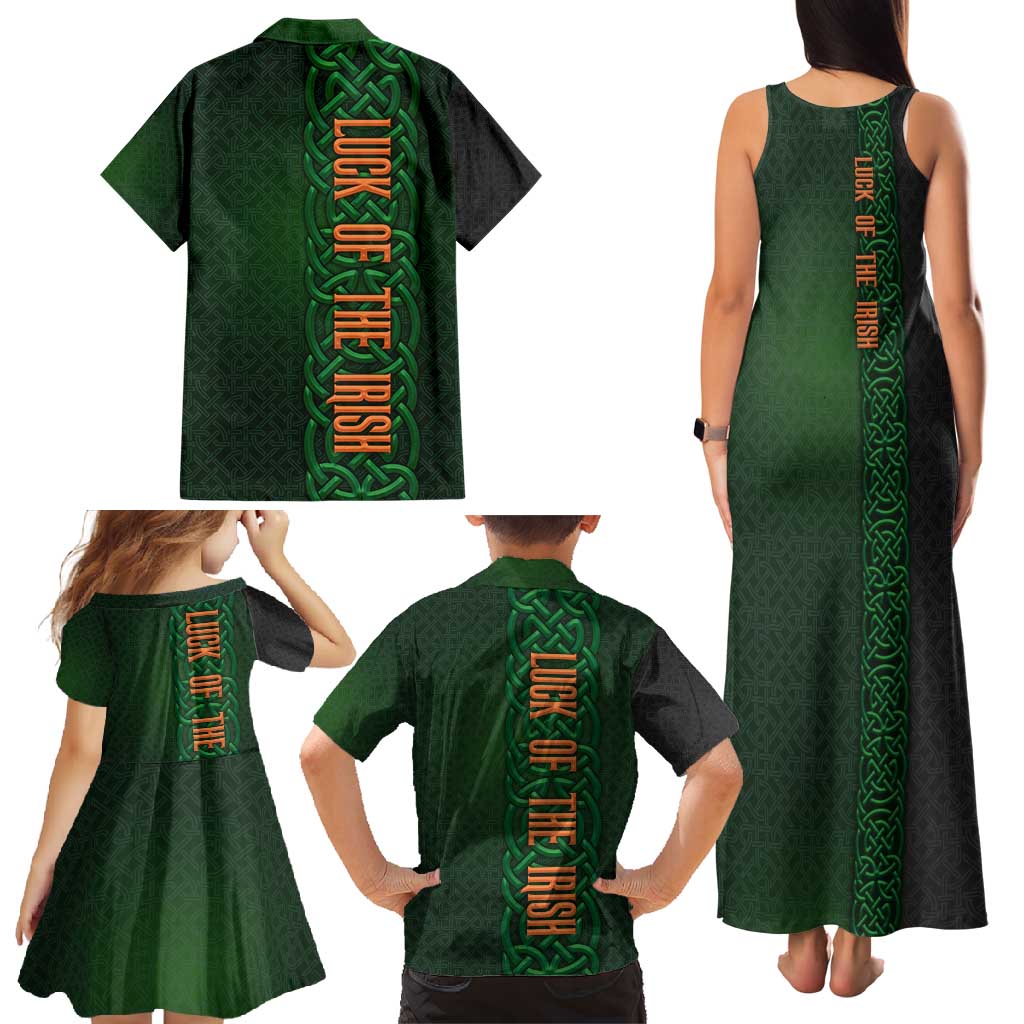 Ireland Celtic Knot and Clover Design Family Matching Tank Maxi Dress and Hawaiian Shirt