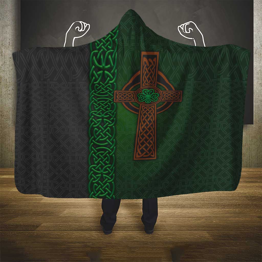 Ireland Celtic Knot and Clover Design Hooded Blanket