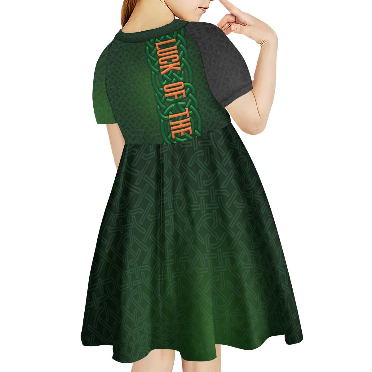 Ireland Celtic Knot and Clover Design Kid Short Sleeve Dress