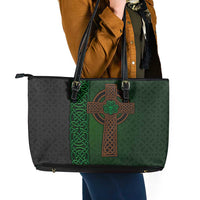 Ireland Celtic Knot and Clover Design Leather Tote Bag